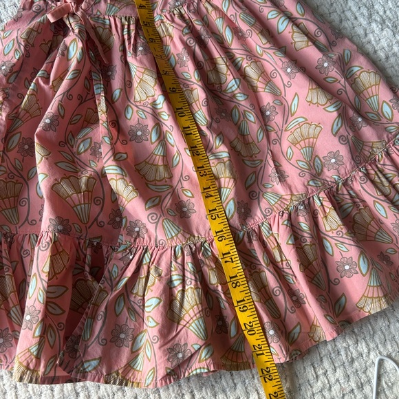 Tea Collection peach print wrap dress. Cap flutter sleeve, bottom ruffle. Size 6 - Picture 10 of 10